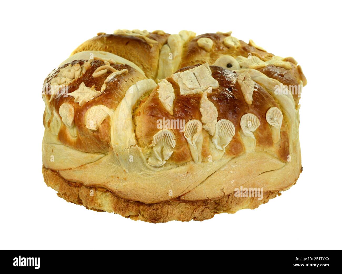 Homemade decorated Serbian slava bread isolated on white background