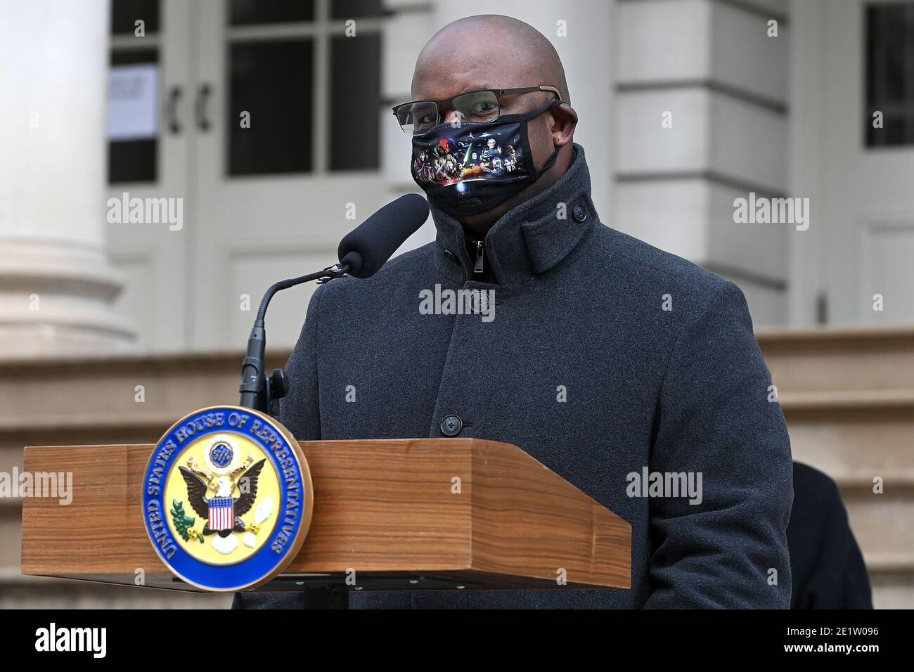 New York, USA. 09th Jan, 2021. U.S. Representative Jamaal Bowman speaks ...