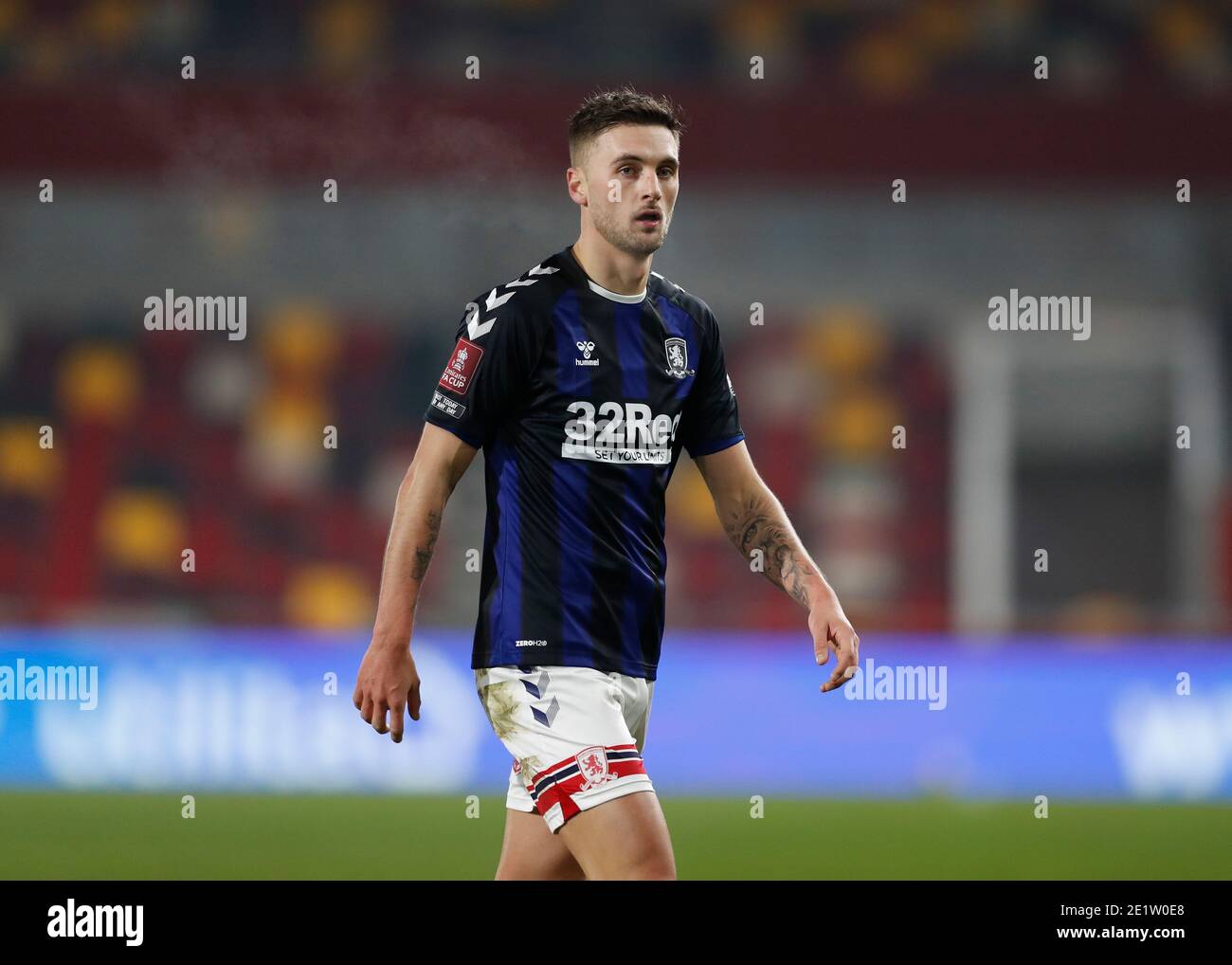Brentford Community Stadium, London, UK. 9th Jan, 2021. English FA Cup Football, Brentford FC versus Middlesbrough; Lewis Wing of Middlesbrough Credit: Action Plus Sports/Alamy Live News Stock Photo