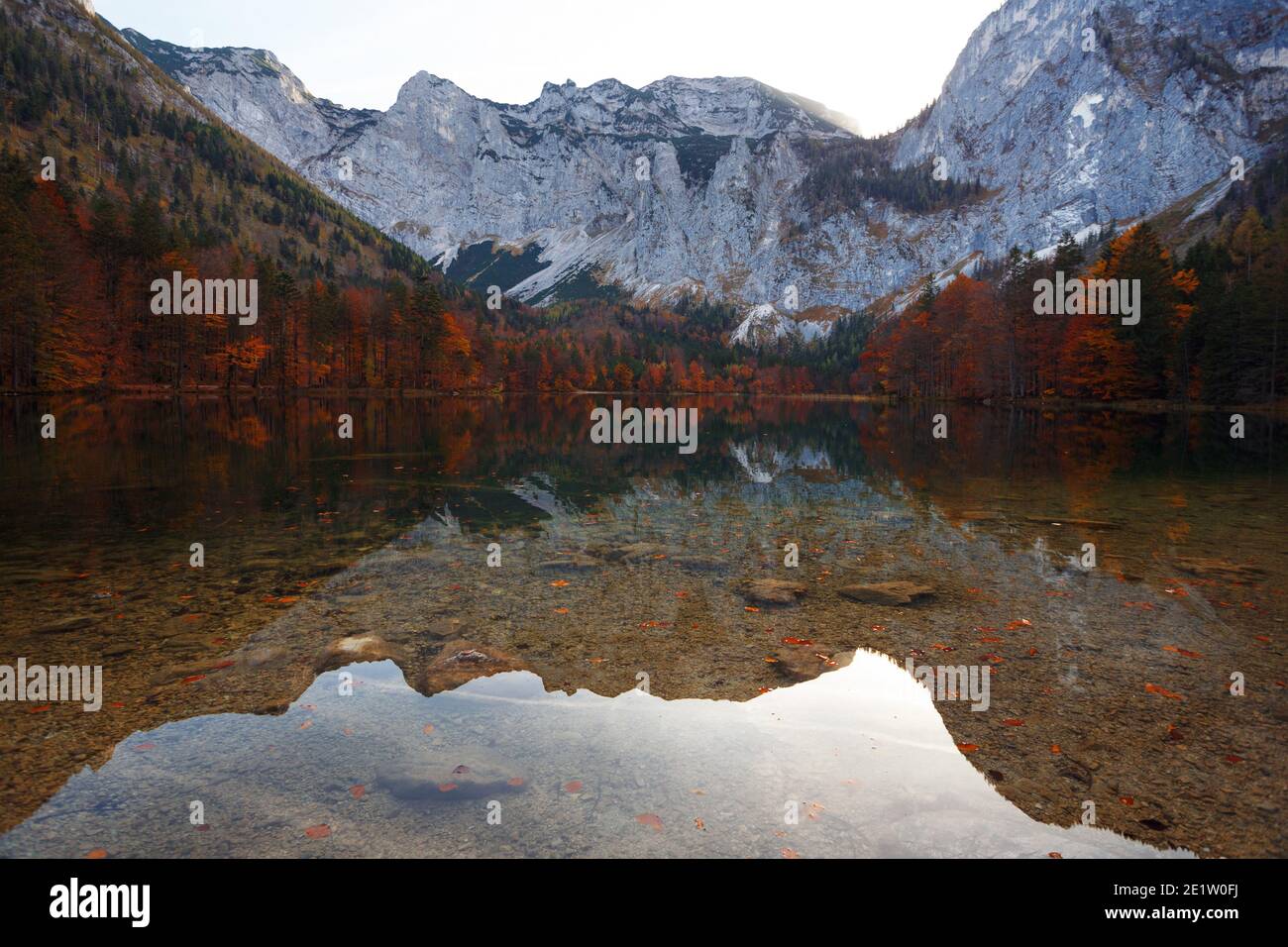 landscape with a beautiful mountain lake with reflection. autumn Stock ...