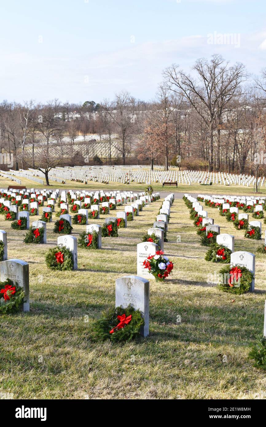 Jefferson barracks national cemetery Wreaths Across America Day Stock