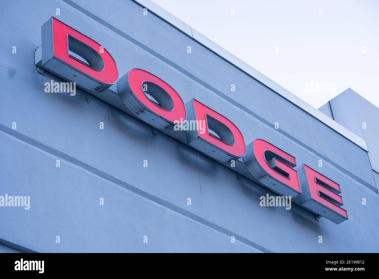 NEW YORK, NY JANUARY 07, 2021 Dodge logo seen at a dealership on