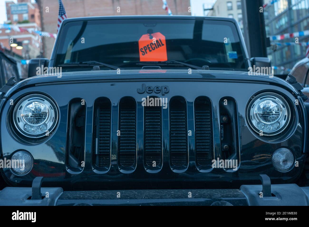 NEW YORK, NY JANUARY 07, 2021 Jeep Wrangler automobile sits inside a