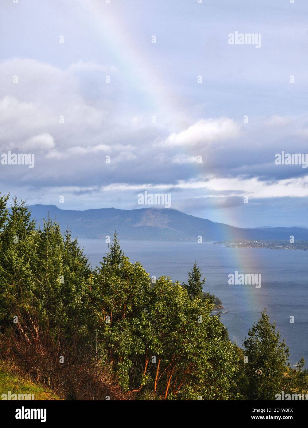Rainbow over Saanich Inlet Stock Photo - Alamy