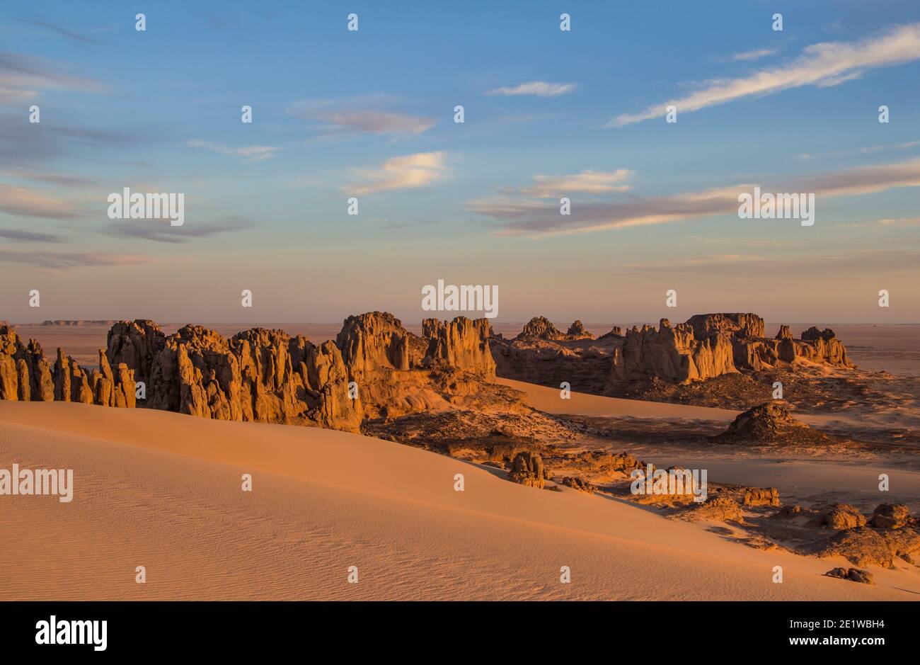 Rocky Desert Landscape of Tassili Of Hoggar - Tin Akachaker Stock Photo