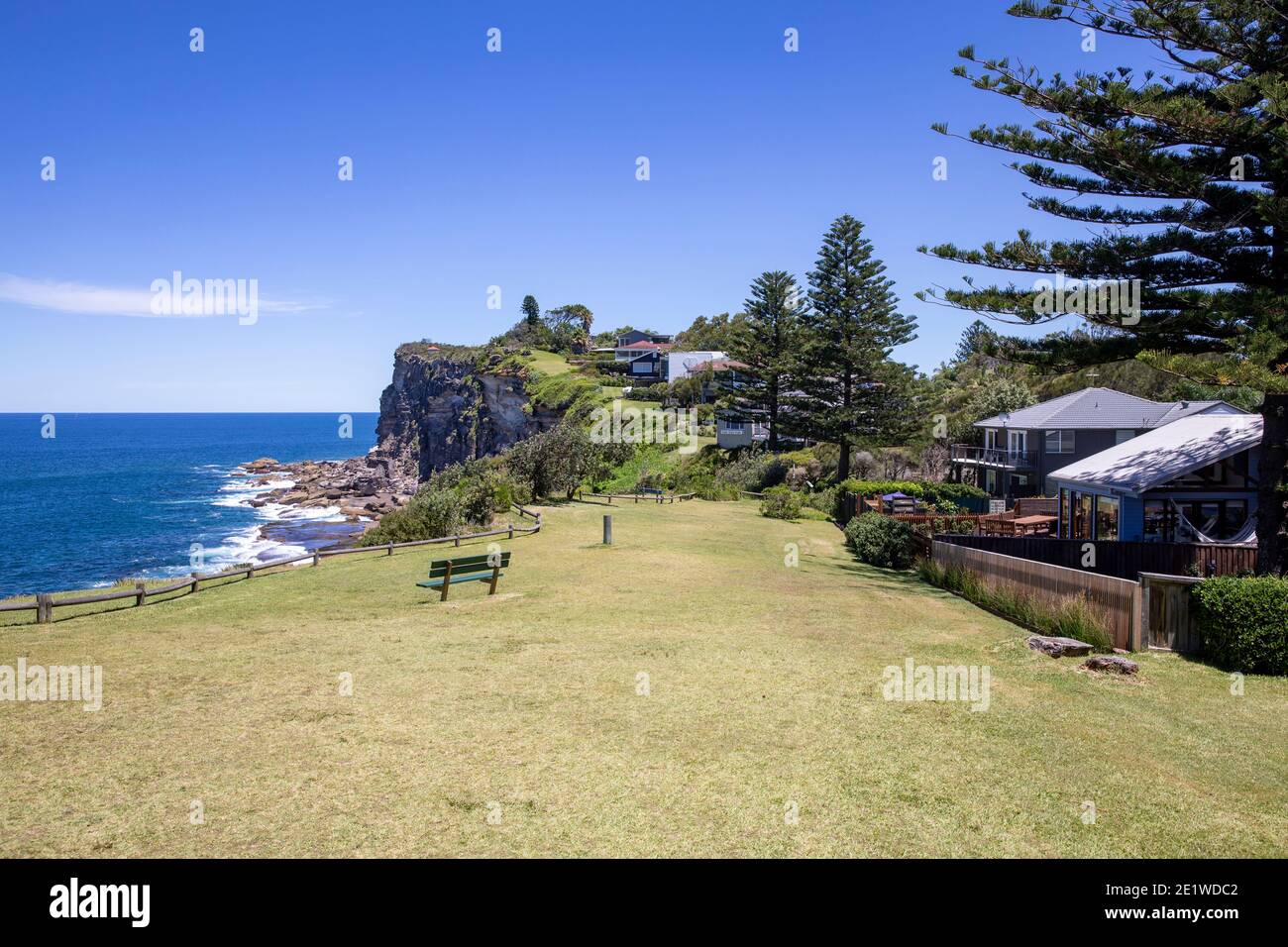 Bangalley head and Bangalley reserve between Whale Beach and Avalon Beach in Sydney, formed in the jurassic era and a popular bush walking route Stock Photo