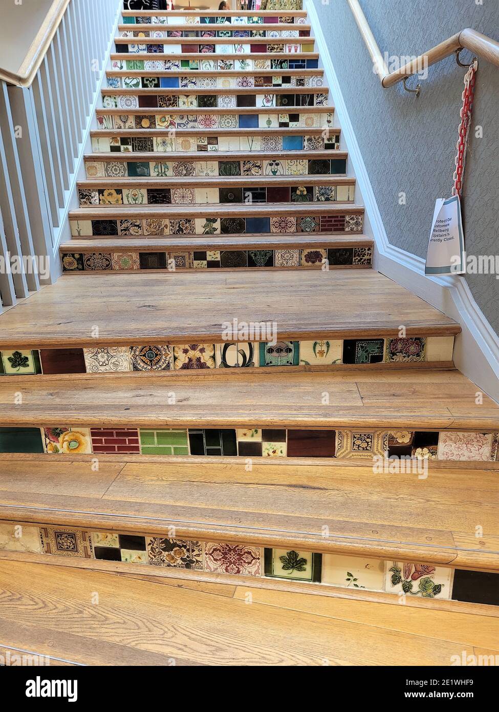 Old wooden stairs. Old wooden interior stairs. Stock Photo