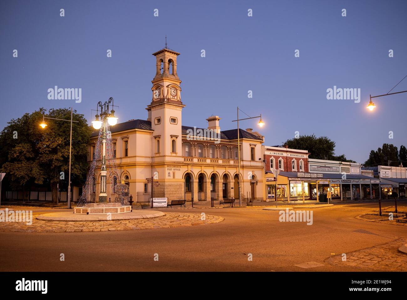 Night time view of the historic post office in Beechworth, Victoria, Australia Stock Photo