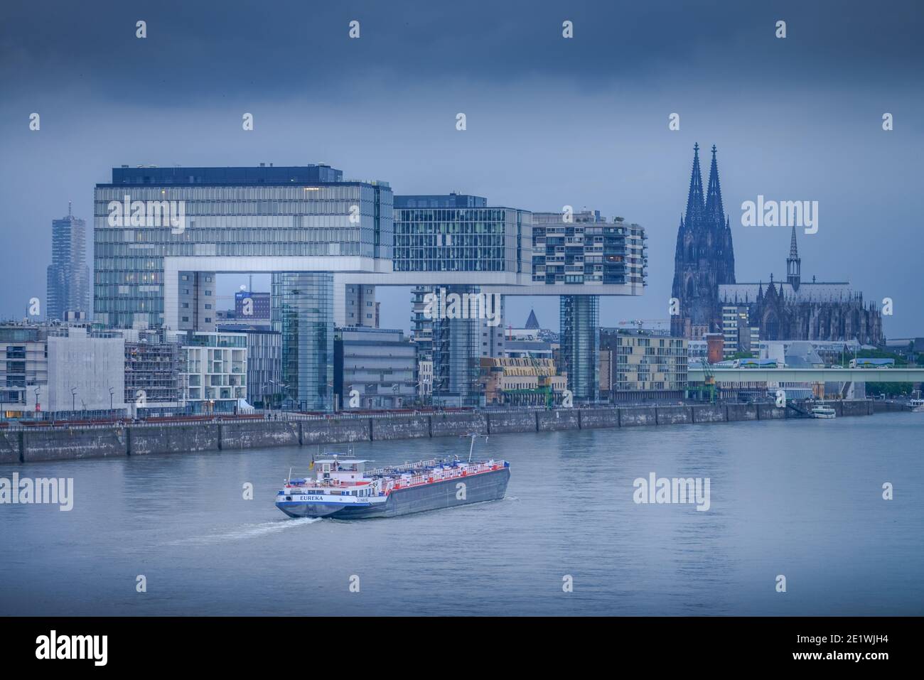 Kranhaeuser, Rhein, Koeln, Nordrhein-Westfalen, Deutschland Stock Photo ...