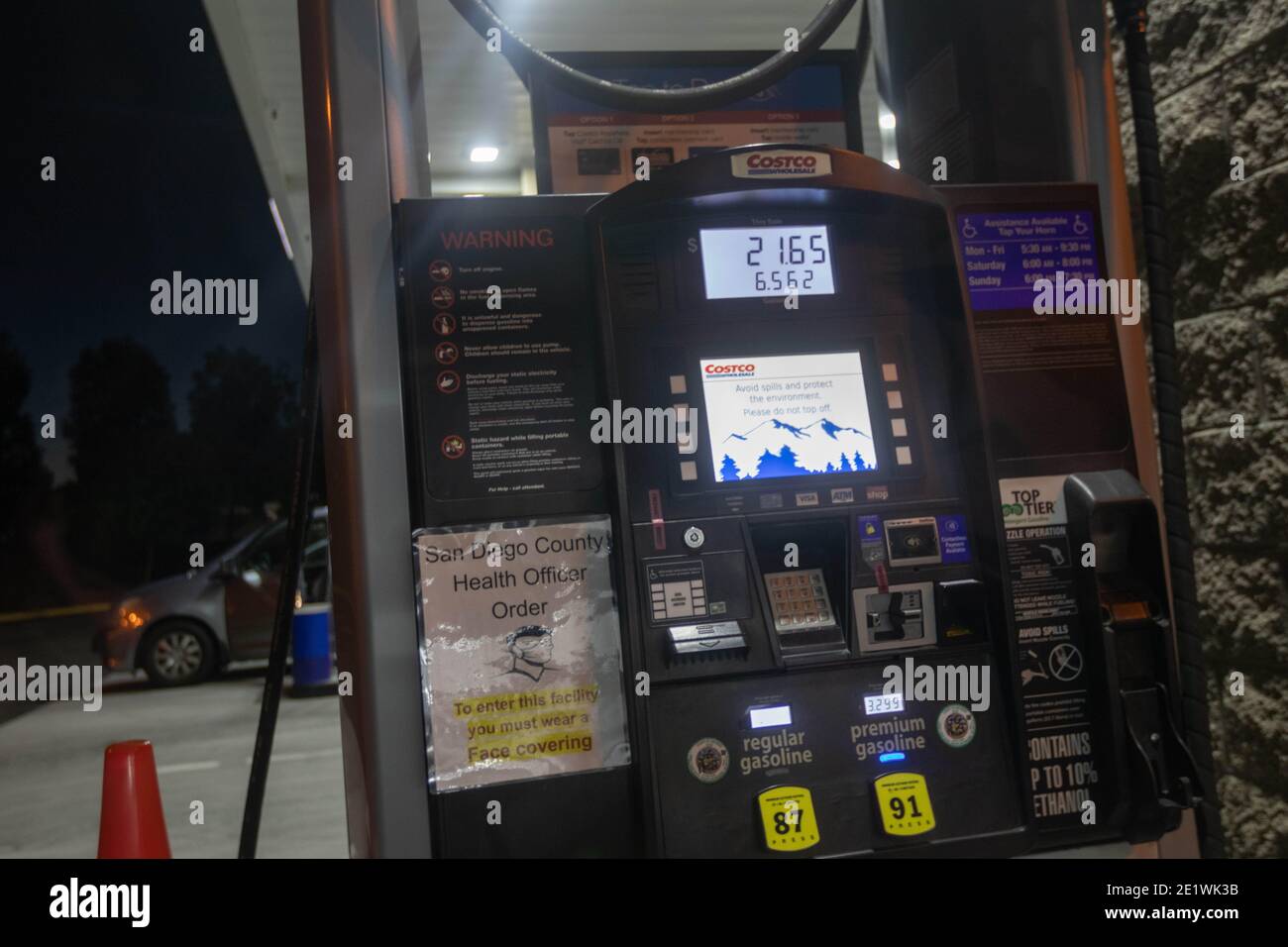 January 9, 2021: A man enters a Costco gas station in San Diego 