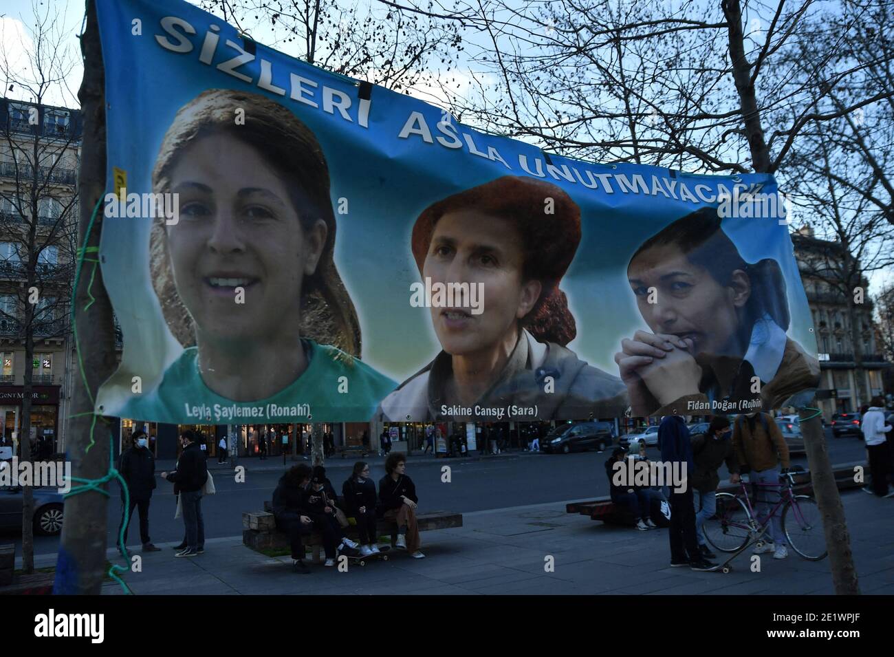 Paris France 9th Jan 21 March In Homage To Sakine Cansiz Fidan Dogan And Leyla Soylemez Three Kurdish Activists Assassinated In Paris In January 13 In Paris France On January 09 21