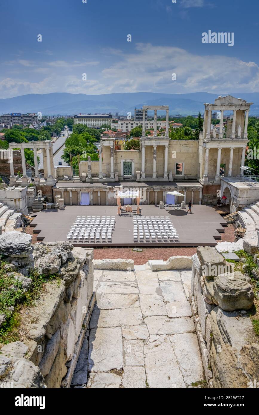 Roemisches Amphitheater, Altstadt, Plovdiv, Bulgarien Stock Photo