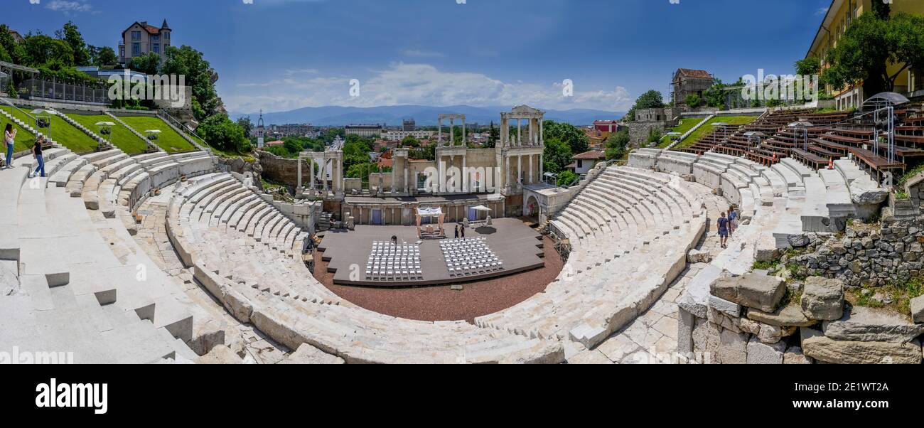 Roemisches Amphitheater, Altstadt, Plovdiv, Bulgarien Stock Photo