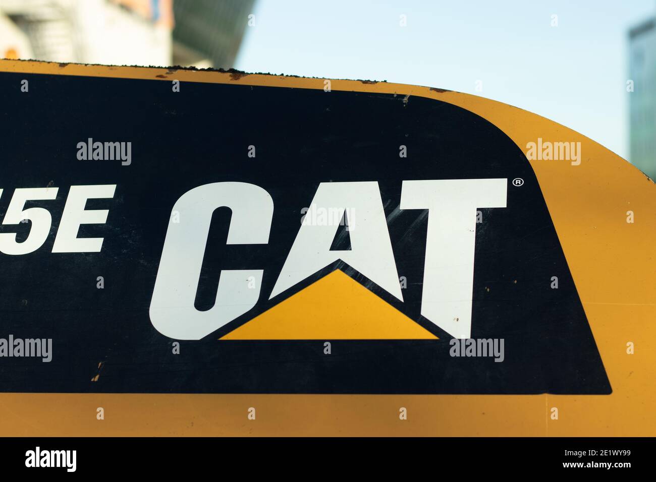 Moscow, Russia 5 December 2020 Caterpillar Inc, CAT logo closeup
