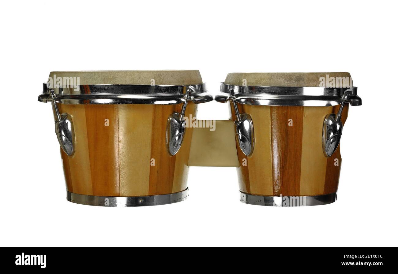 Set of Bongo Drums Isolated on white Background. Latin percussion Stock ...