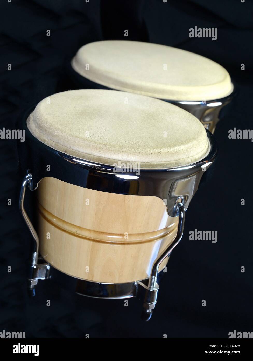 Set of Bongo Drums Isolated on Black Background. Latin percussion Stock Photo Alamy
