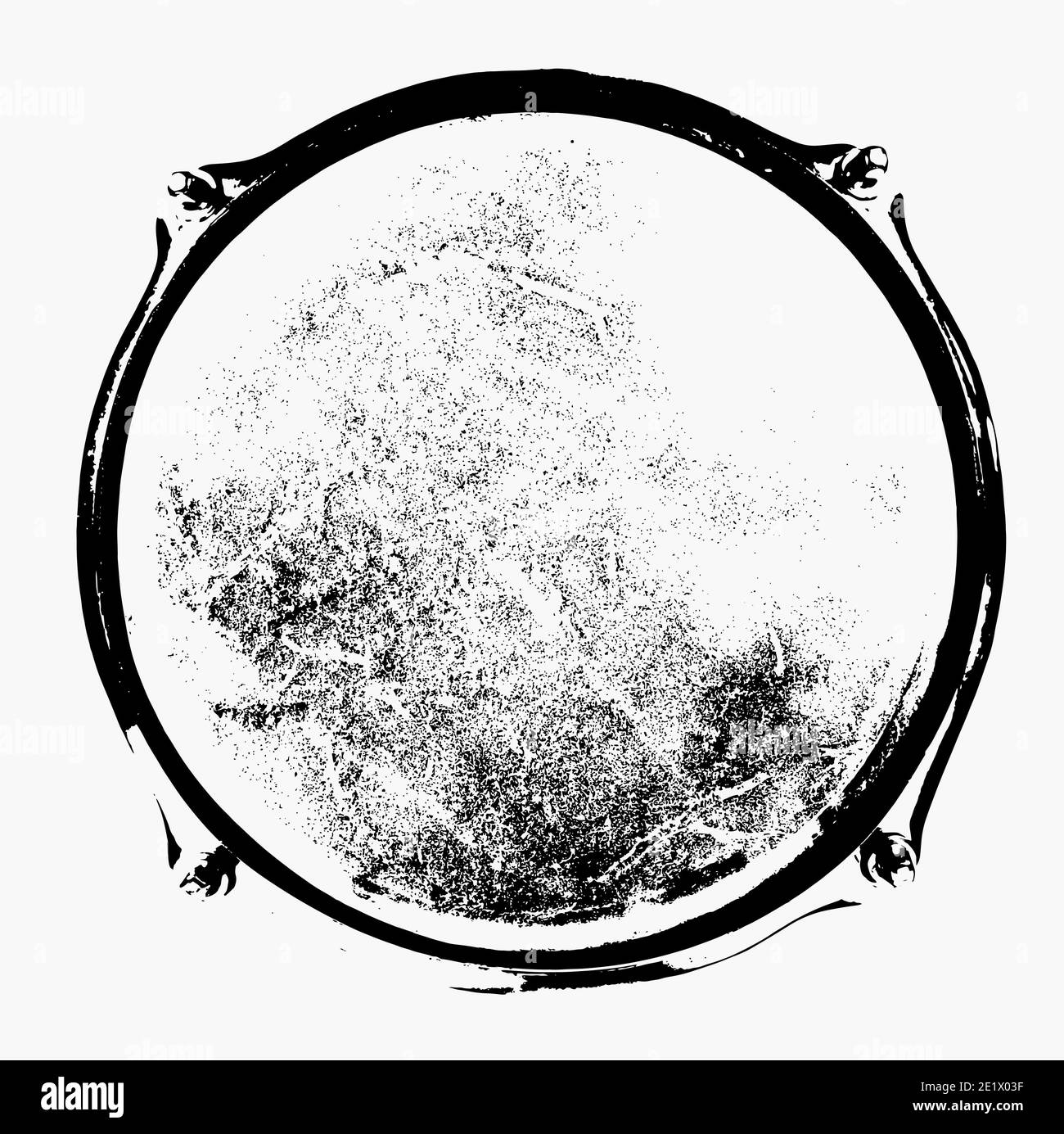 Top view of drum leather isolated on white background. Drum head Stock