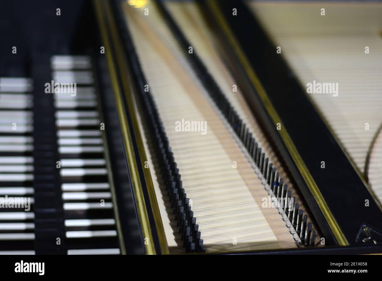 Keyboard of harpsichord (selective focus), Detail on a harpsichord ...