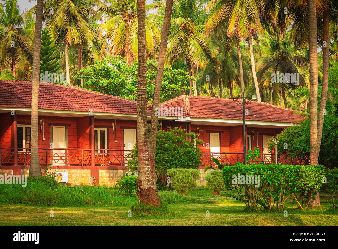 Guest House In Middle Of Natural Surroundings Of Coconut Tree Plantation Pollachi Tamil Nadu India Stock Photo Alamy