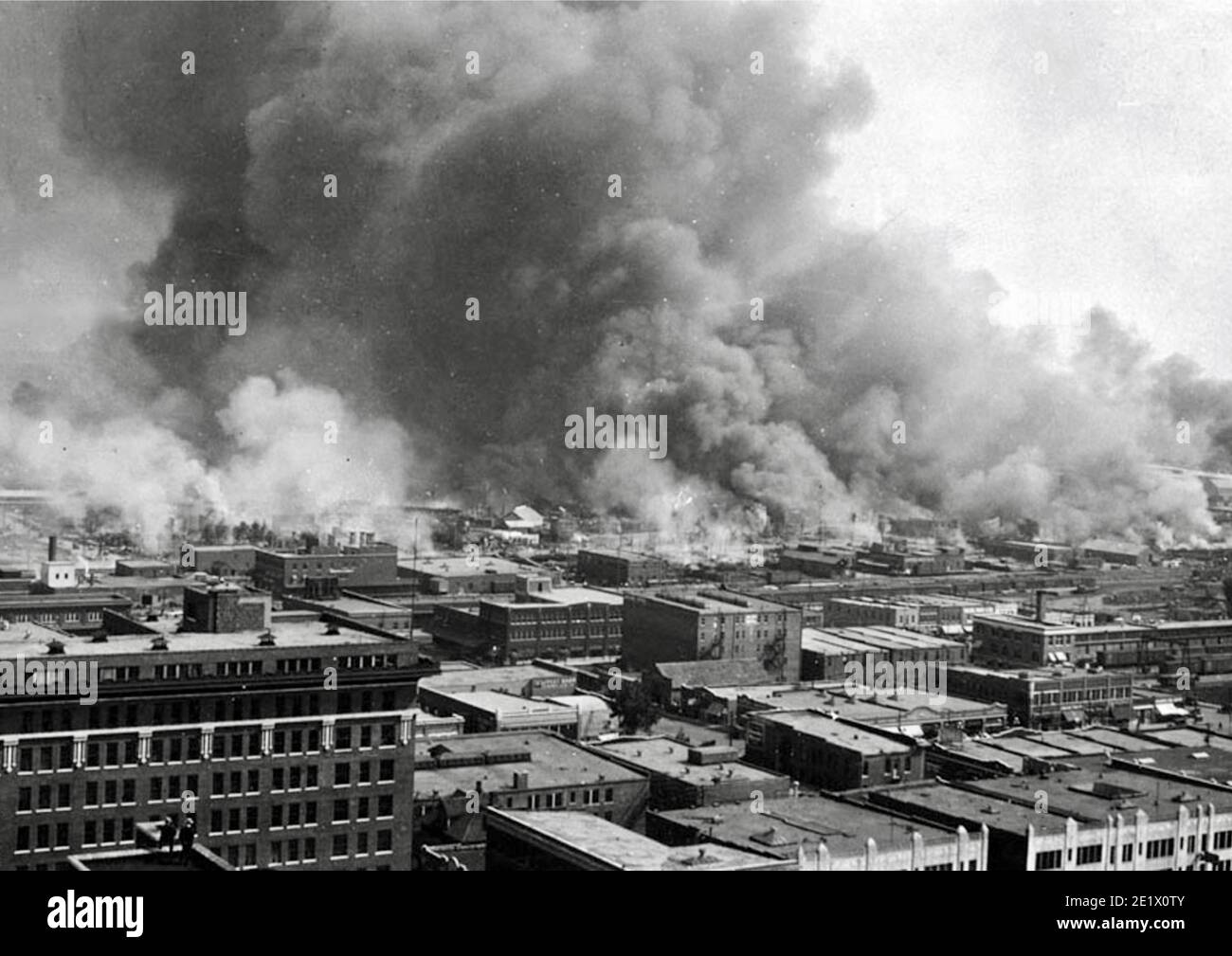 Vintage photograph of Tulsa Oklahoma burning as a result of the Tulsa ...