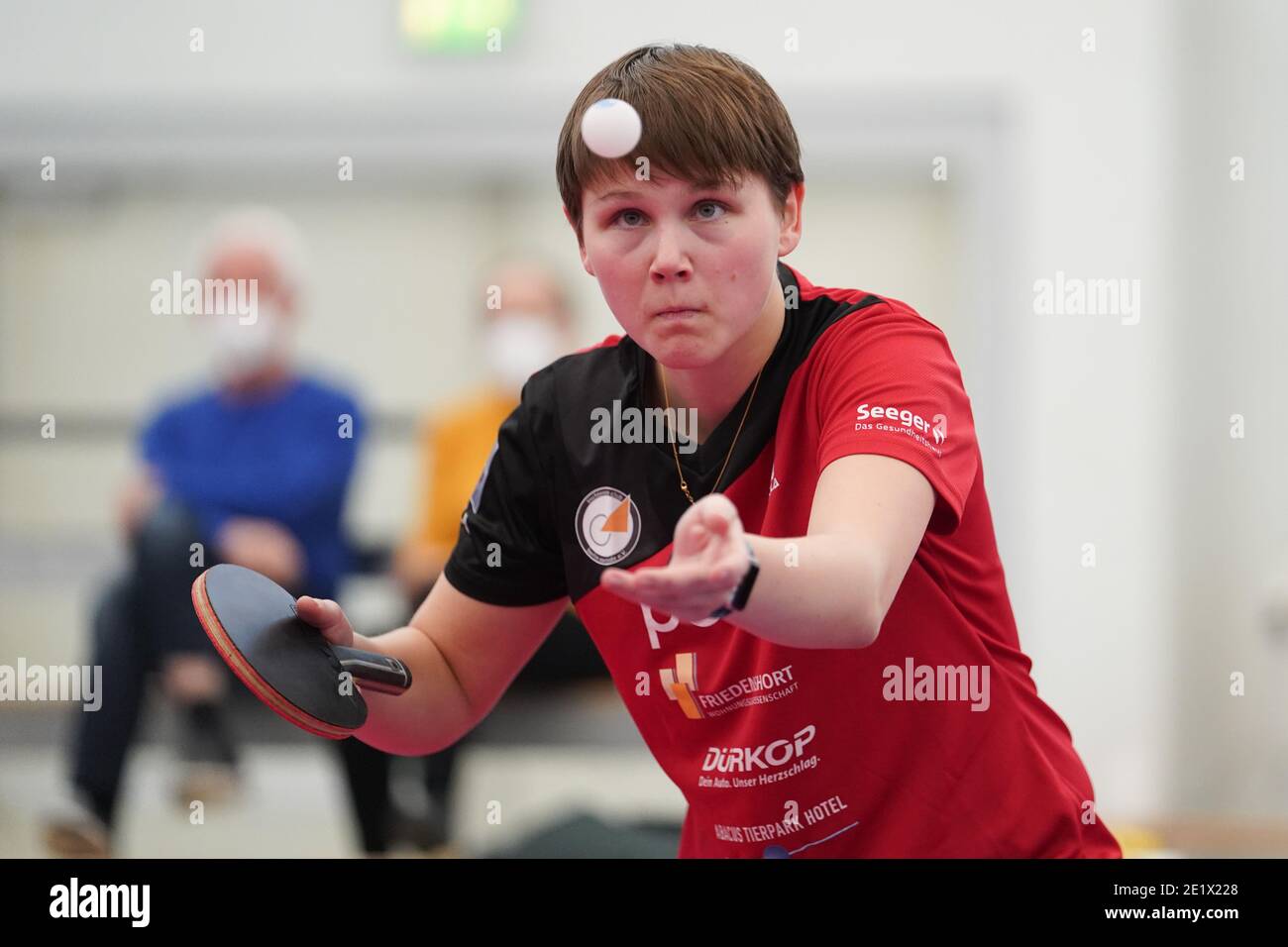 Berlin, Germany. 10th Jan, 2021. Nina Mittelham of ttc berlin eastside hits  the ball against S. Klee of ESV Weil Tischtennis in the semi-finals of the  German Women's Table Tennis Cup Championships.