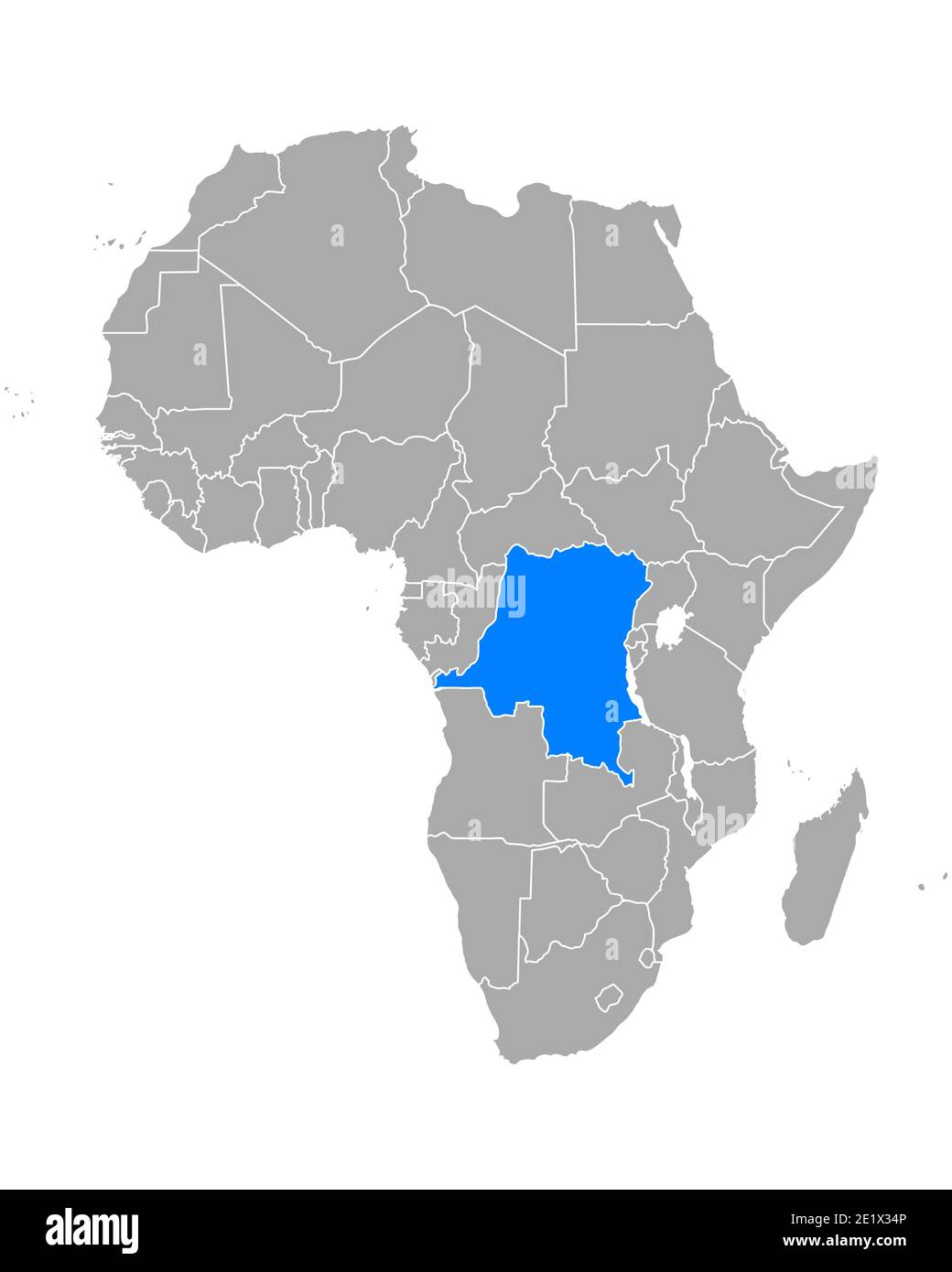Congo In Map Of Africa Map Of Democratic Republic Of The Congo In Africa Stock Photo - Alamy
