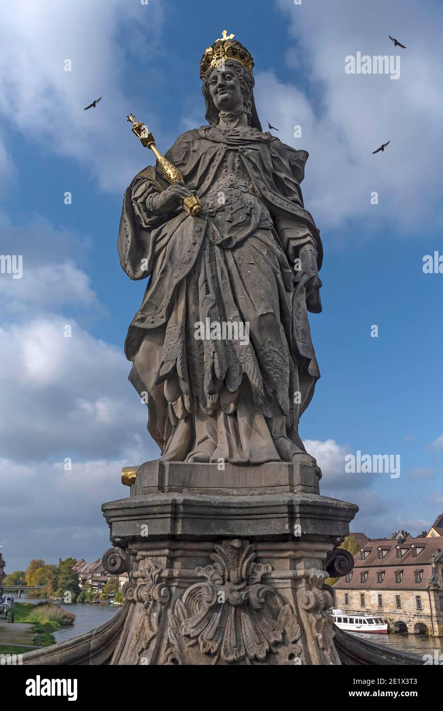 Statue of Empress Kunigunde, wife of Henry II, Bamberg, Upper Franconia, Bavaria, Germany Stock Photo