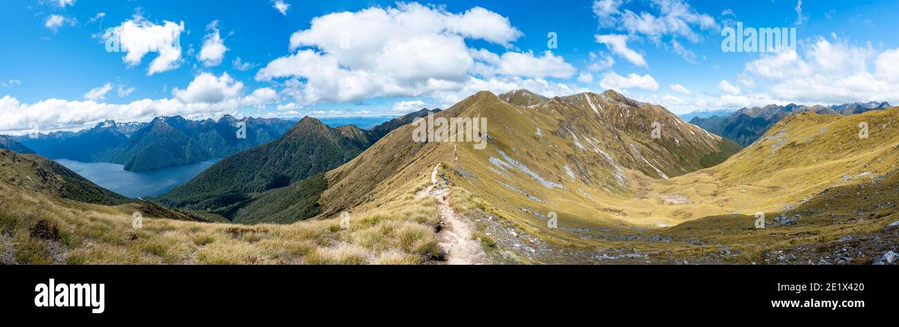 Kepler Track hiking trail, views of the South Fiord of Lake Te Anau, Kepler Mountains, Great Walk, Fiordland National Park, Southland, New Zealand Stock Photo