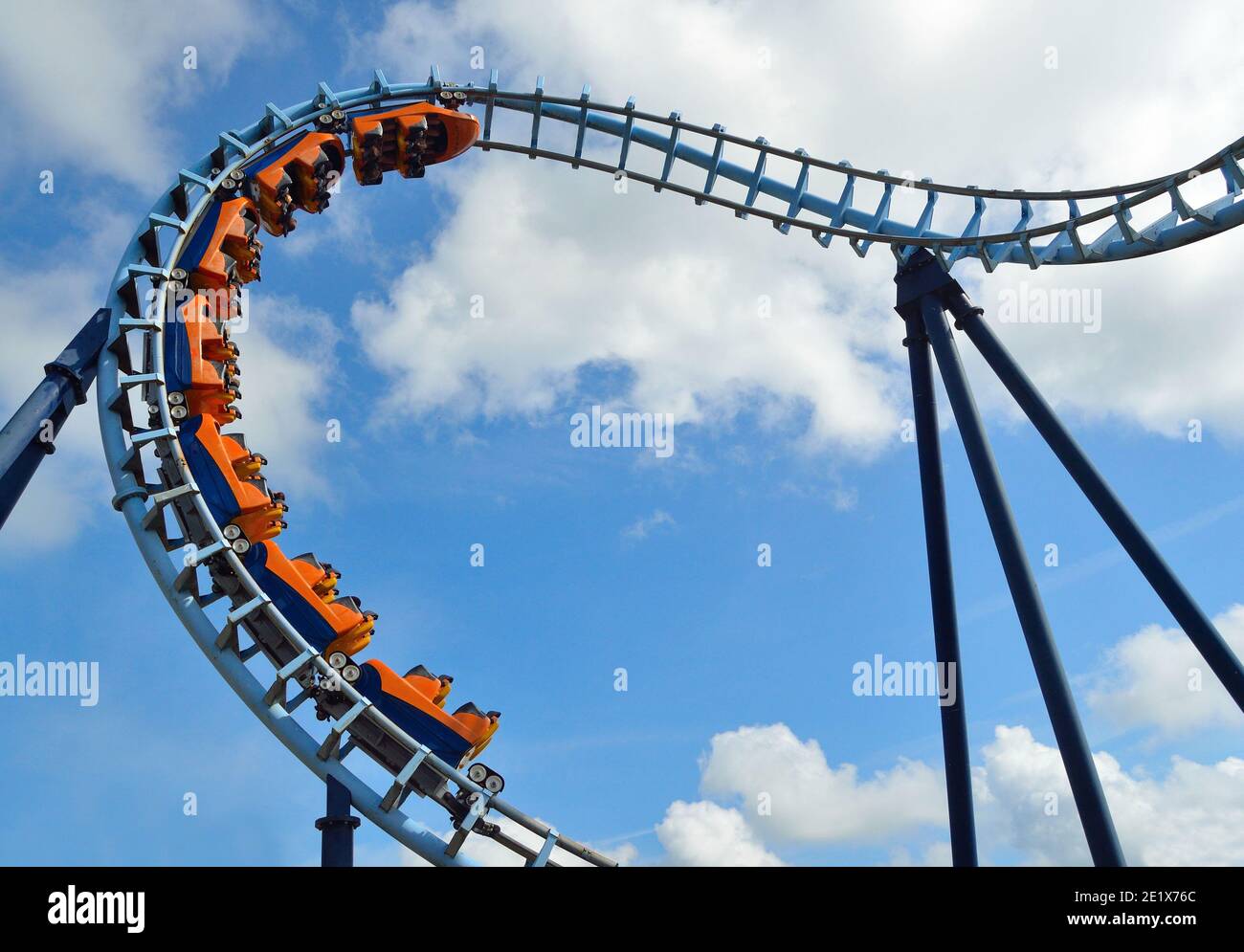Roller coaster  ride filled  with thrill seekers Stock Photo