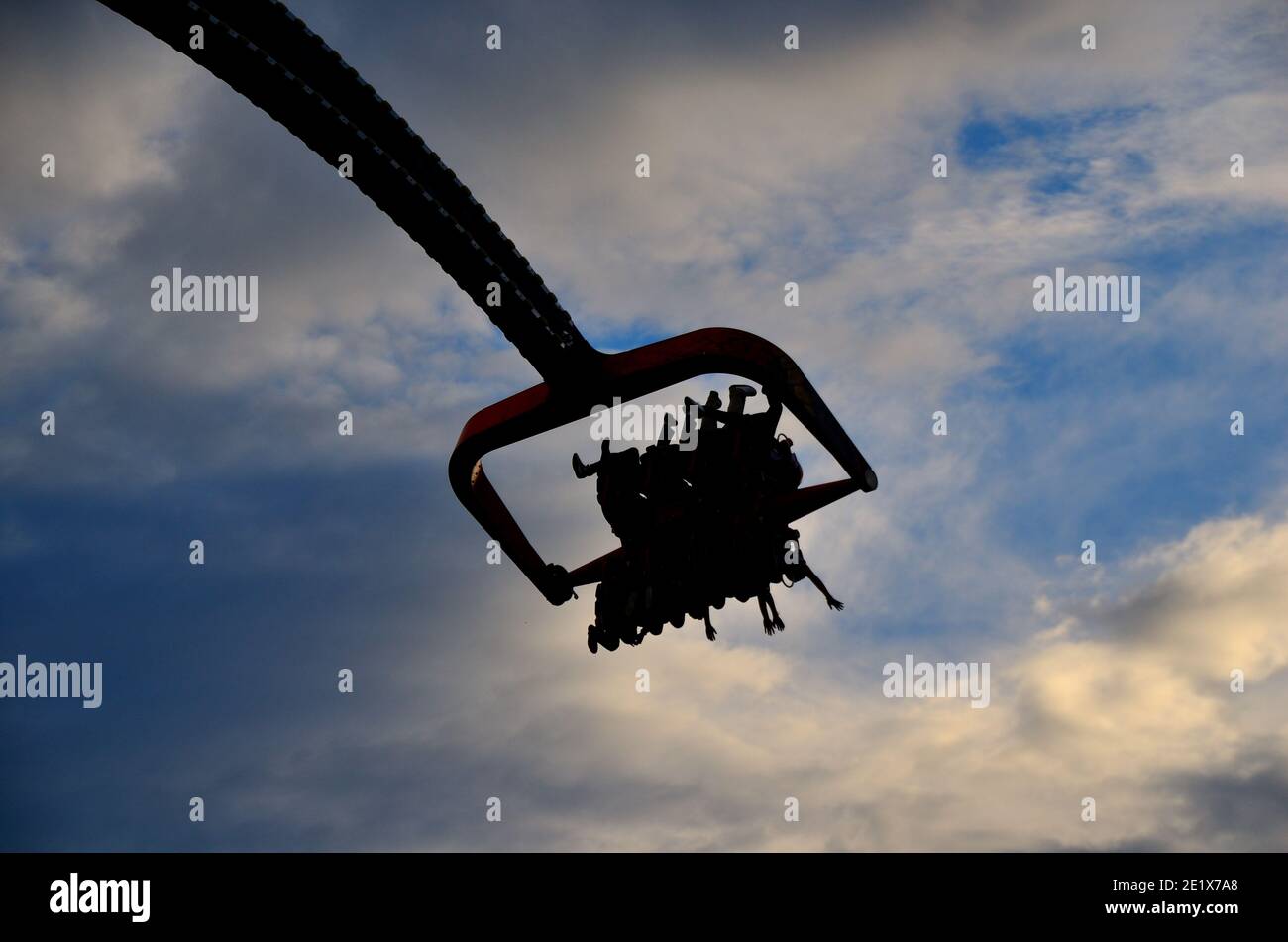 theme park with people in the air and sky Stock Photo