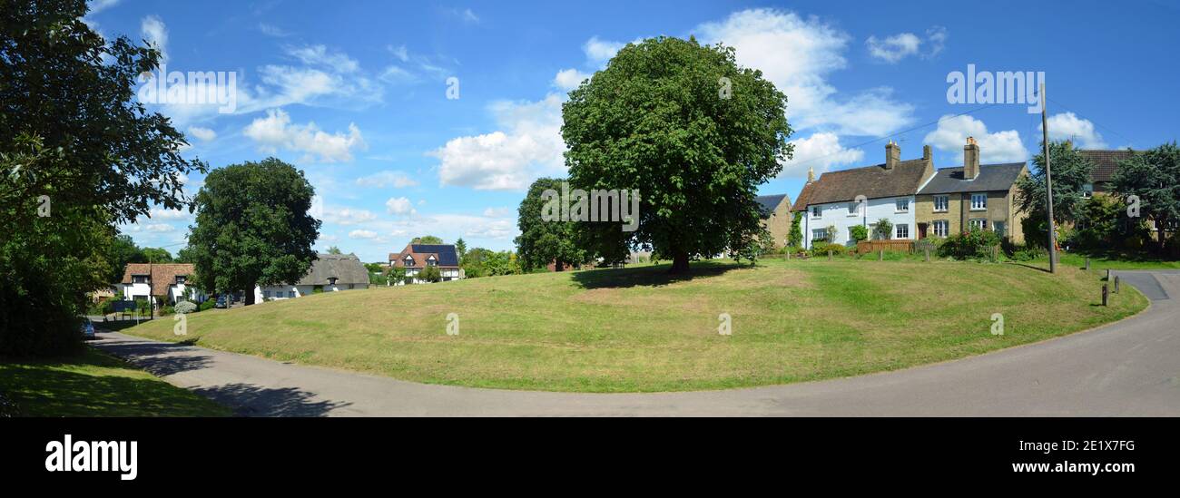 Panorama of the green at Abbotsley Cambridgeshire England Stock Photo
