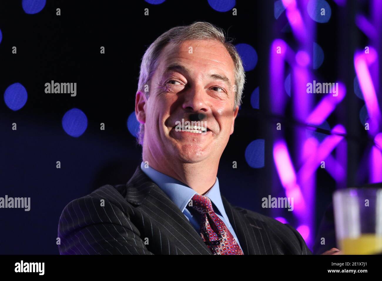 01/06/16. Leeds, UK. UKIP leader Nigel Farage at a UKIP event at Leeds United's Elland Road ground in West Yorkshire in the run up to the EU referendu Stock Photo