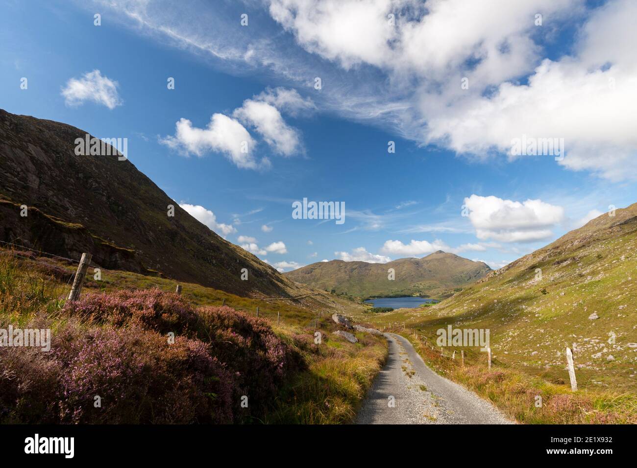 View into mountain valley and lake near Killarney in Kerry in Ireland Stock Photo