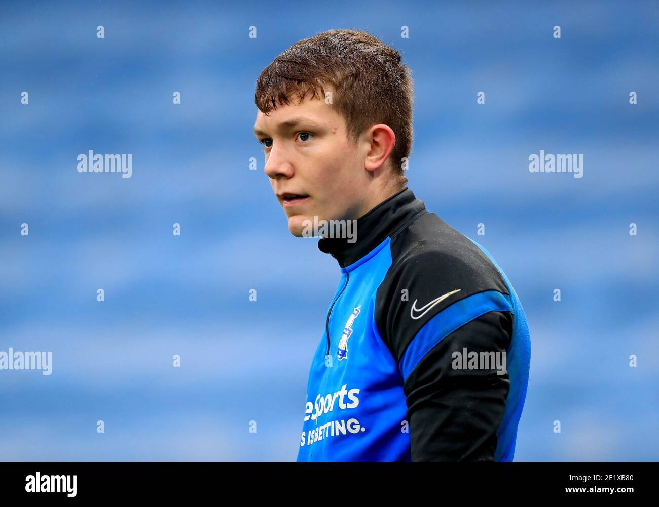 Birmingham City goalkeeper Aaron Clayton warms up on the pitch prior to