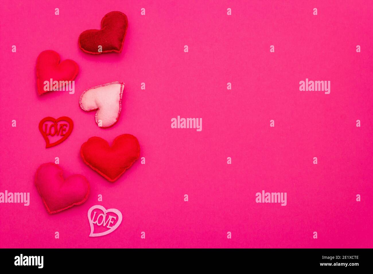 Valentine's day or Wedding romantic concept. Pink and red hearts on ...
