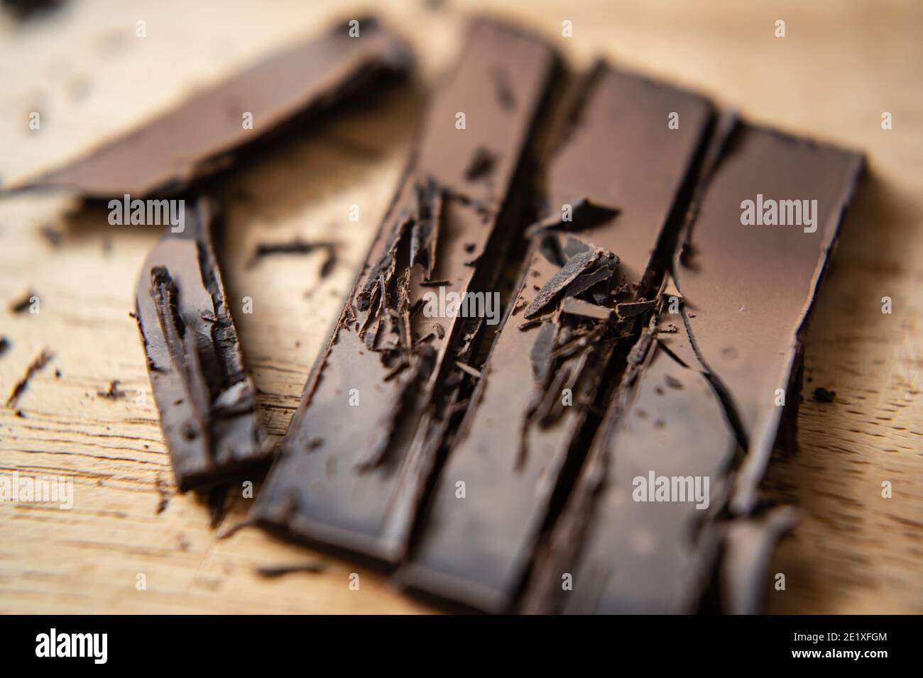 crushed chocolate on a dish background Stock Photo