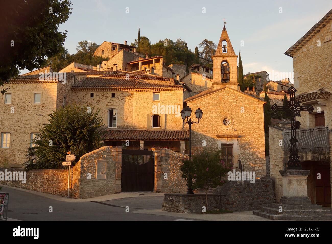 Rochegudde, a small and beautifull pittoresk village in Provincal Drome region in Southern France Stock Photo