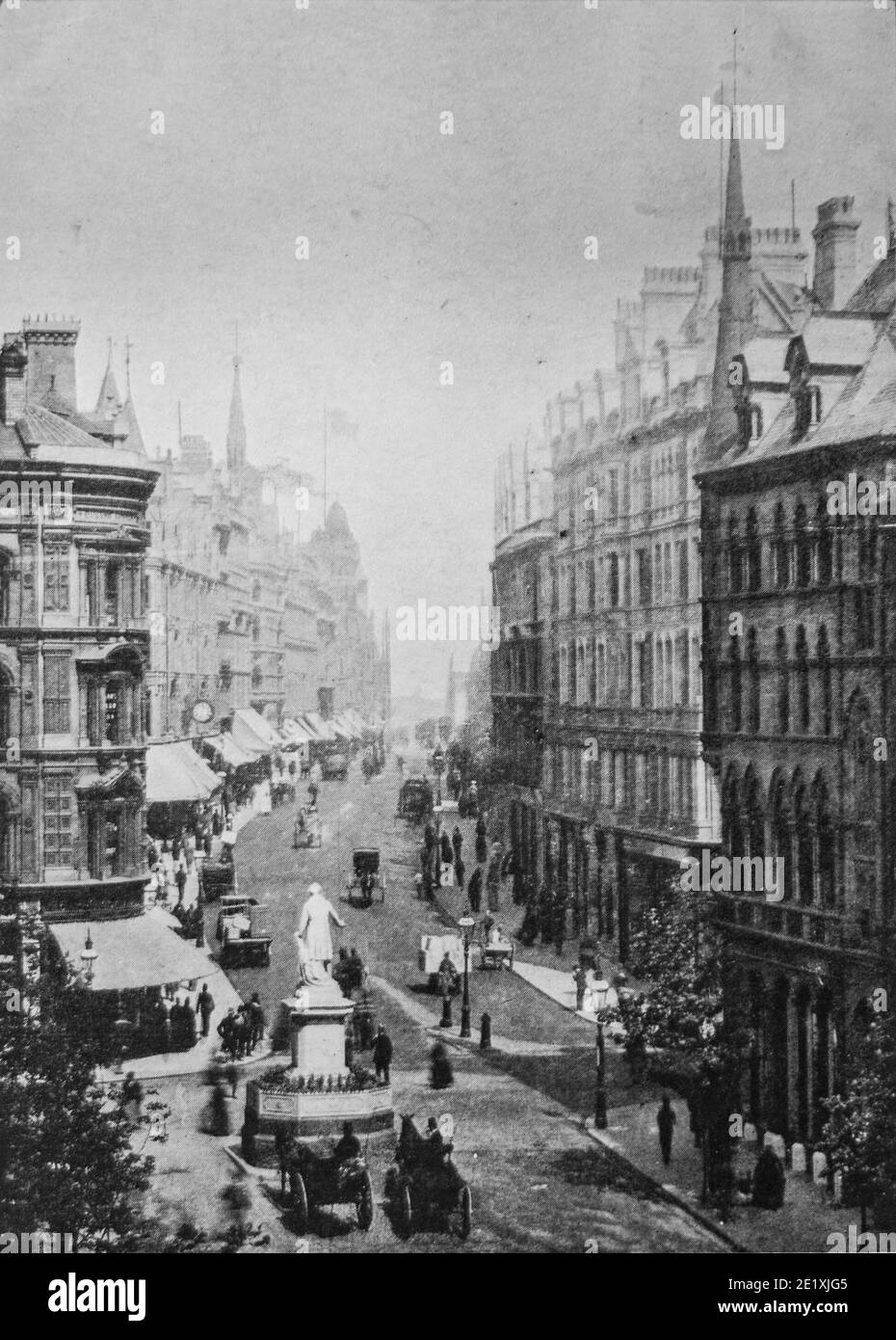 19th Century black and white Corporation Street photograph, Birmingham, UK Stock Photo