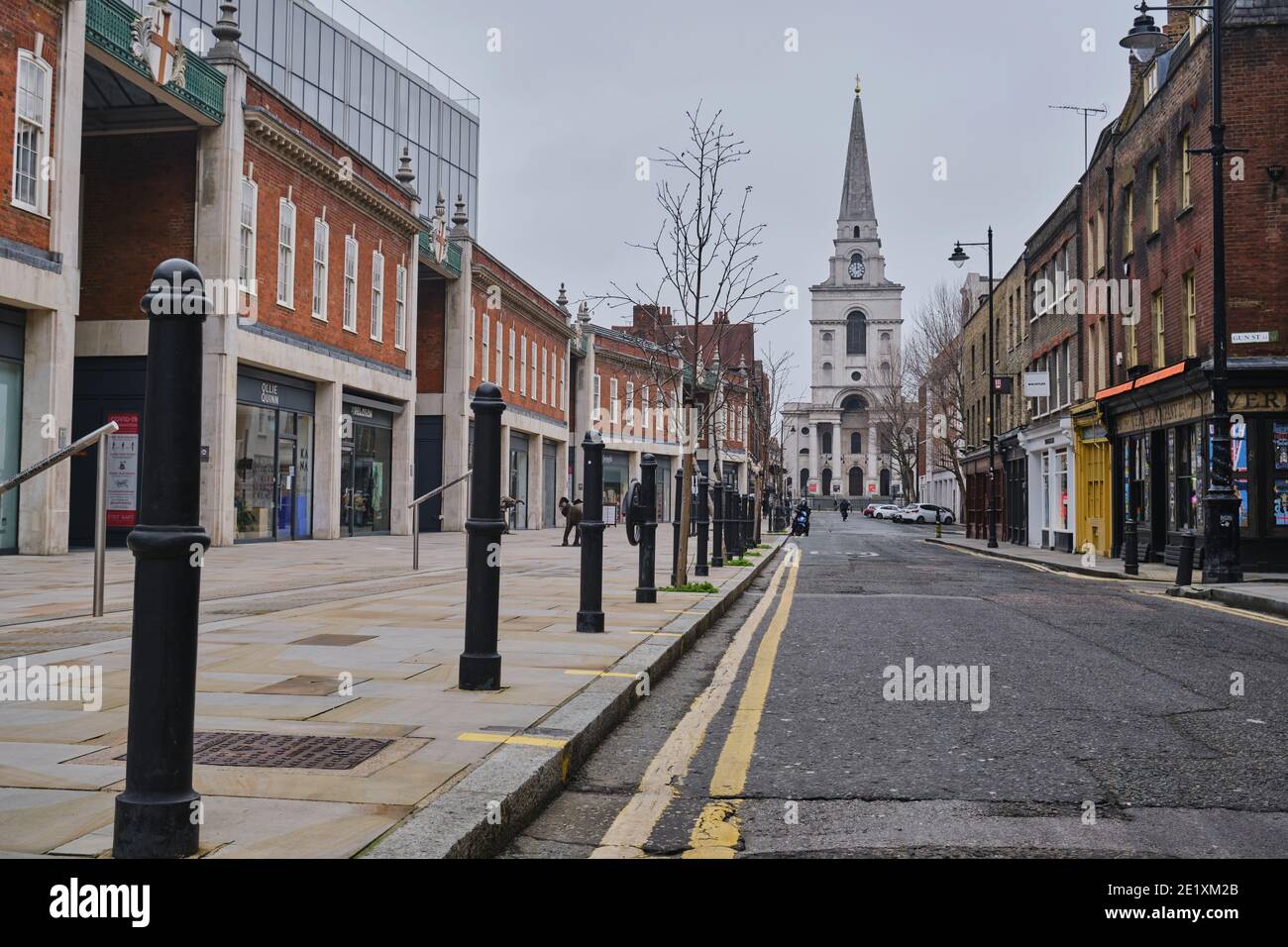 Brushfield Street, Christ Church and Old Spitalfields Market, East London, United Kingdom, Sunday 10th January 20 Stock Photo