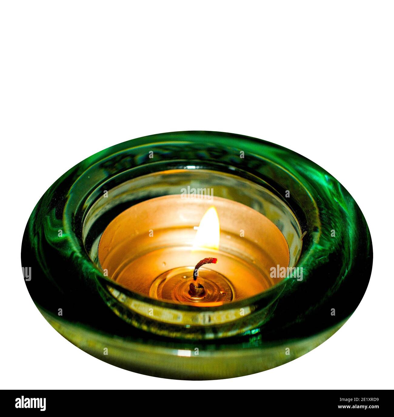 Candle in glass holder on white background Stock Photo Alamy