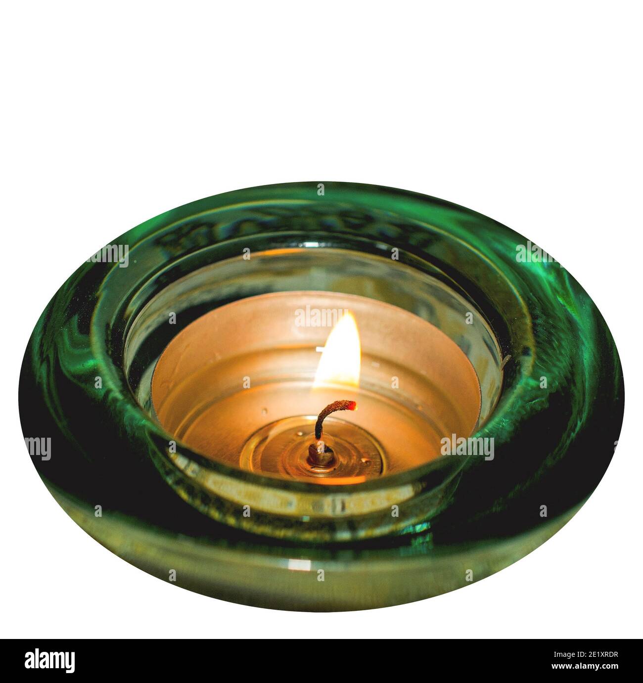 Candle in glass holder on white background Stock Photo - Alamy