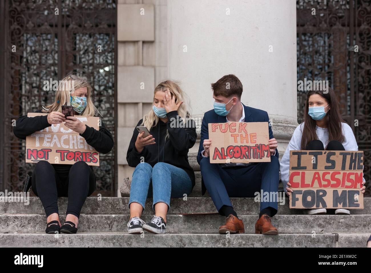 Leeds, UK - August 18 2020: Students in Leeds protest the governments handling of exam results Stock Photo