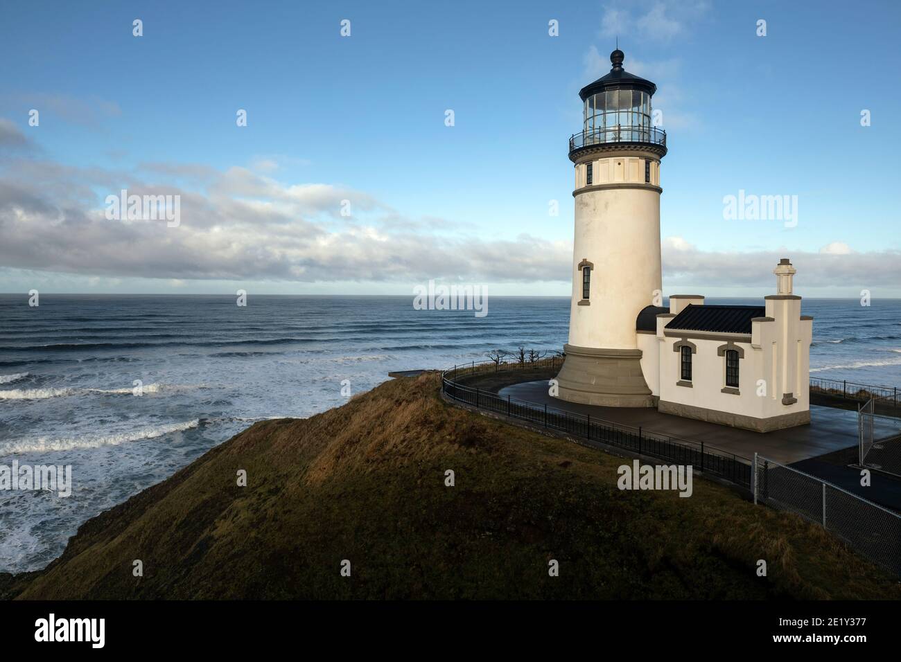 WA20044-00.....WASHIHGTON -  North Head Lighthouse in Cape Disappointment State Park. Stock Photo