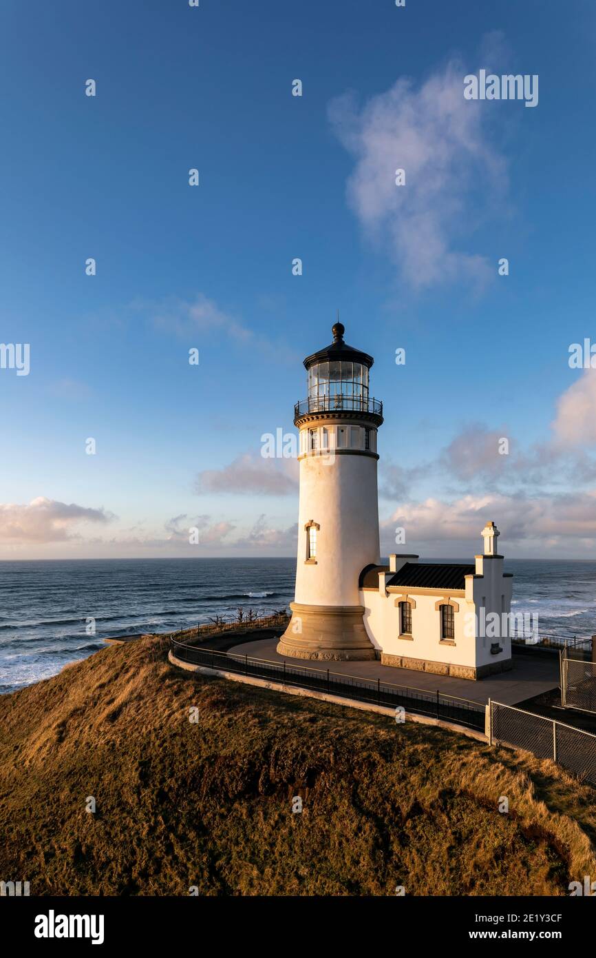 WA20047-00.....WASHIHGTON -  North Head Lighthouse in Cape Disappointment State Park. Stock Photo