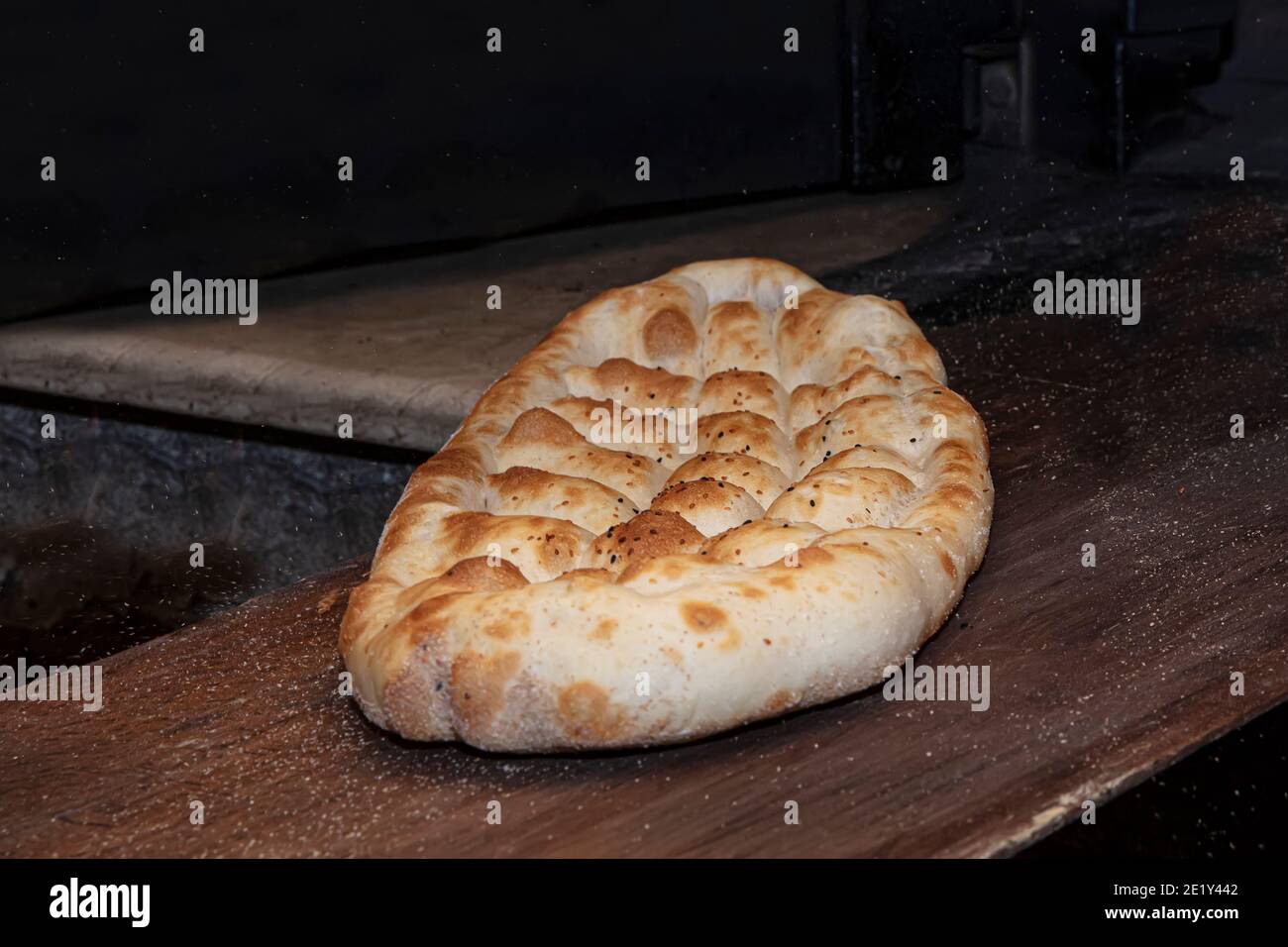 Daily production of bread baked with wood oven with traditional method