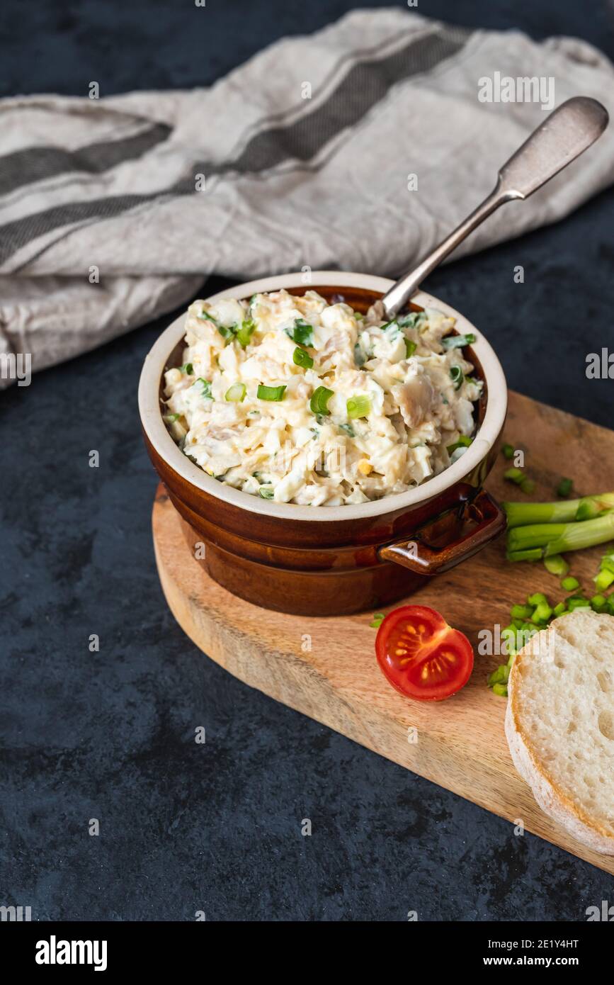 Smoked whitefish paste with mayonnaise, egg and chives Stock Photo Alamy