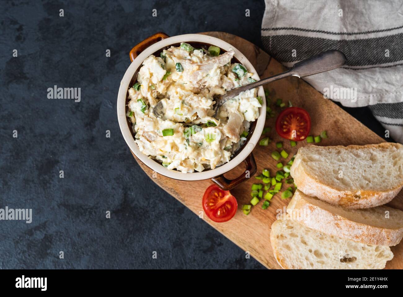 Smoked whitefish paste with mayonnaise, egg and chives Stock Photo Alamy