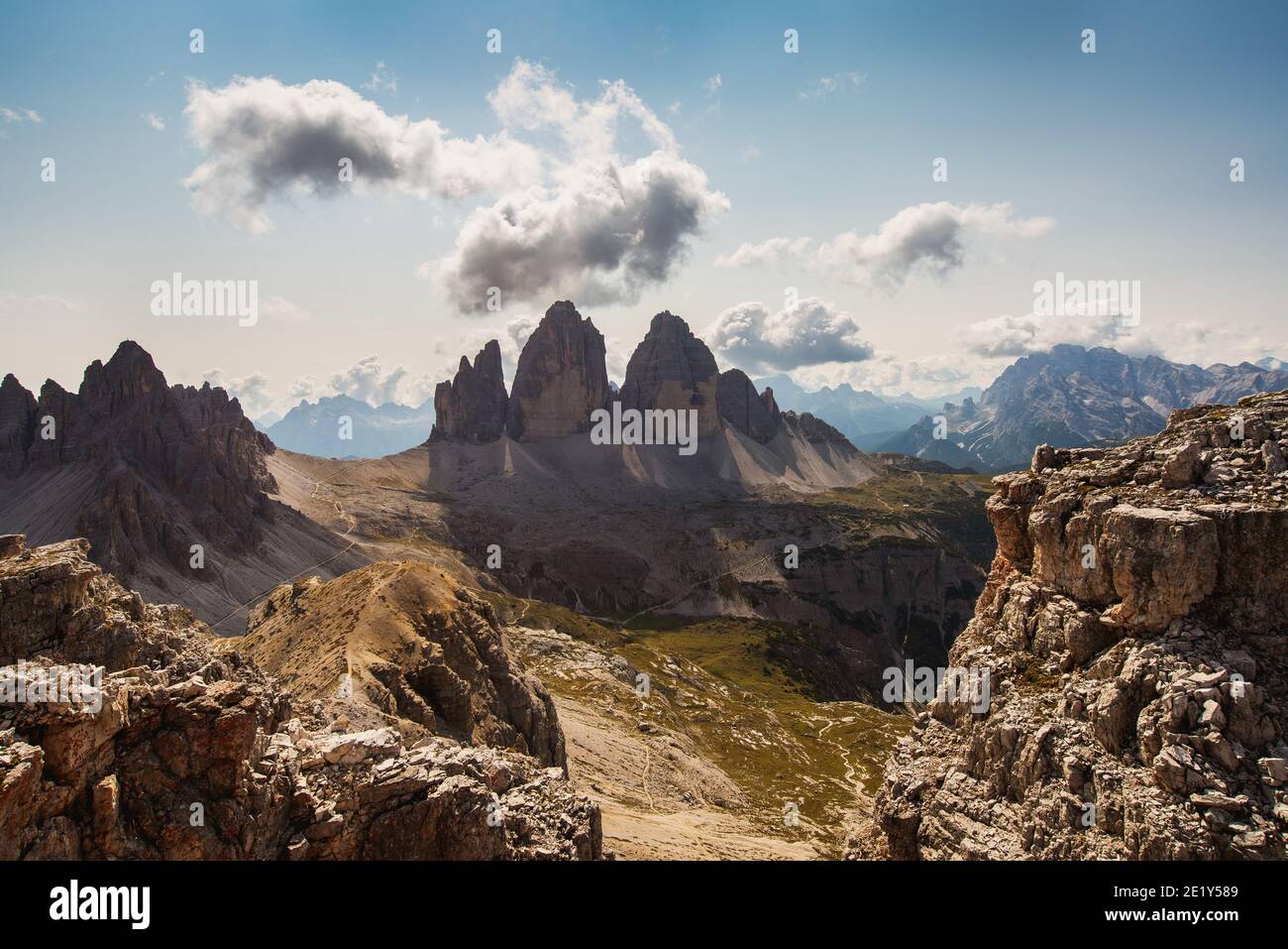 Panorama of the three peaks of lavaredo Stock Photo