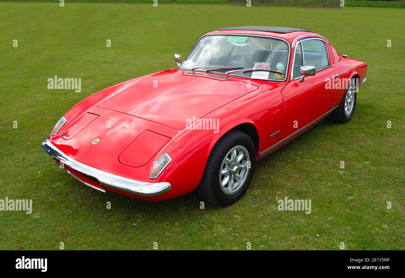 Classic Red Lotus Elan +2 sports car at Audley End. Stock Photo