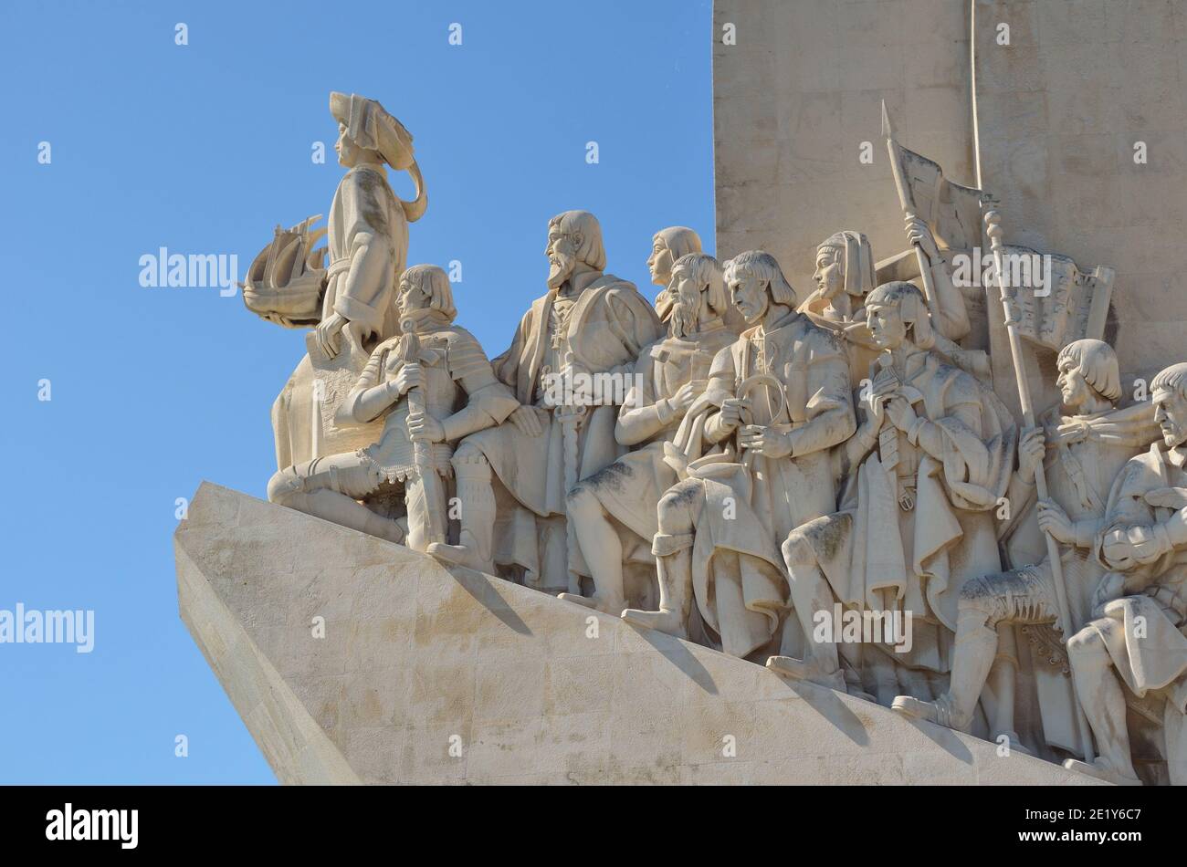 Close up of  Monument to the Discoveries at Belem Lisbon Portugal. Stock Photo